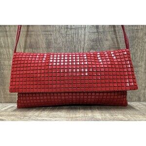 Lumared vintage red metal mesh squares crossbody evening bag